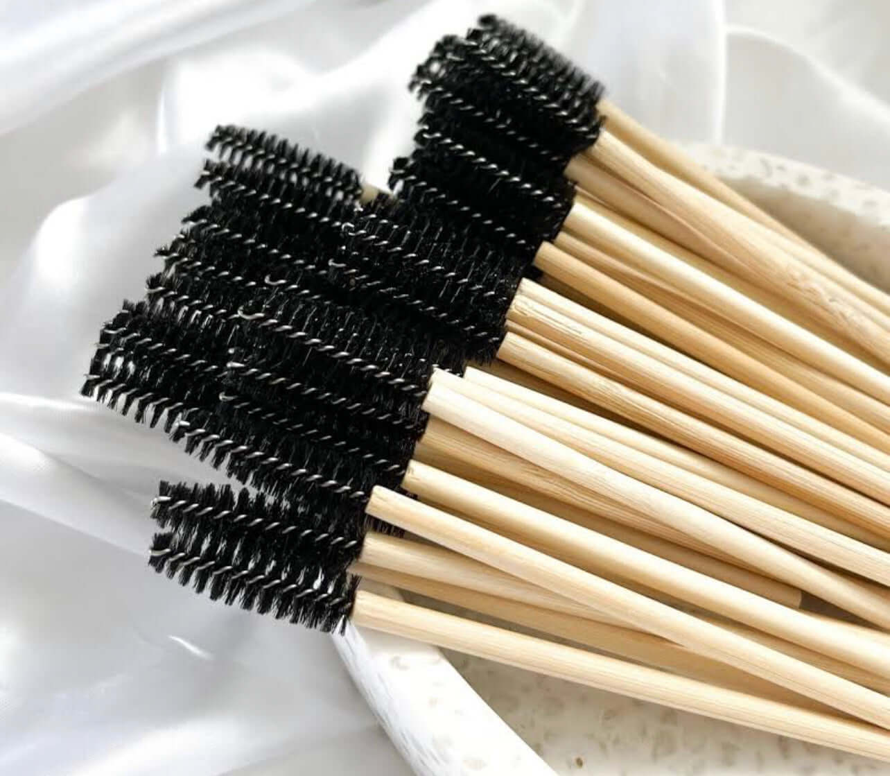 Bamboo mascara wands, eyelash brush, 50 pack, spoolie, sustainable beauty products